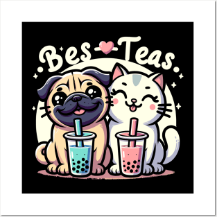 Funny Cat And Dog Are Besties Bes-Teas Posters and Art